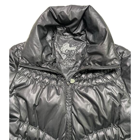 Vintage Y2K GUESS Down Filled Puffer Black Jacket - size L - Picture 3 of 9